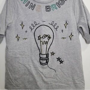 English Factory Gray Kids Tee with Light Bulb and Star Design